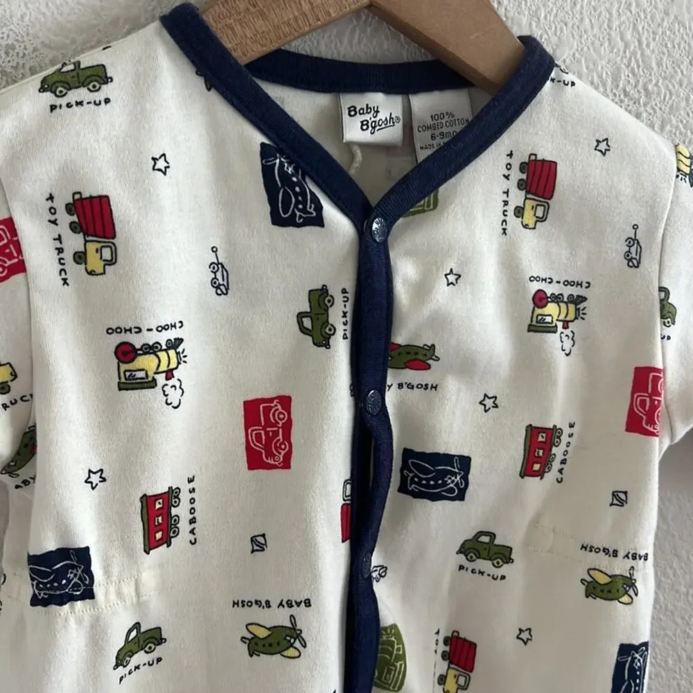 Vintage Baby B'Gosh 100% Combed Cotton Transportation Snap Button Bodysuit